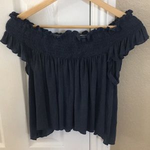LA Hearts Navy Blue Off the Shoulder Top